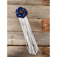 "Ledertasche "Gardenia" in Blau Mit Weißen Fransen." von RodeoDriveConchos