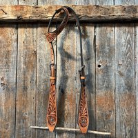 Leichtes, Mit Blumenmuster Verziertes Buckaroo-stil-Kopfstück/Zaumzeug Im Buckaroo-stil Einem Ohr von RodeoDriveConchos