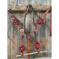 Light Oil Korbgeflecht Champagner Und Rot Set Ein Ohr & Brustkragen #oebk432 von RodeoDriveConchos