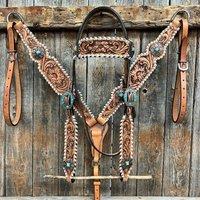 Whipstitch Copper Türkis Stirnband/One Ear Tack Set #bbc419 von RodeoDriveConchos