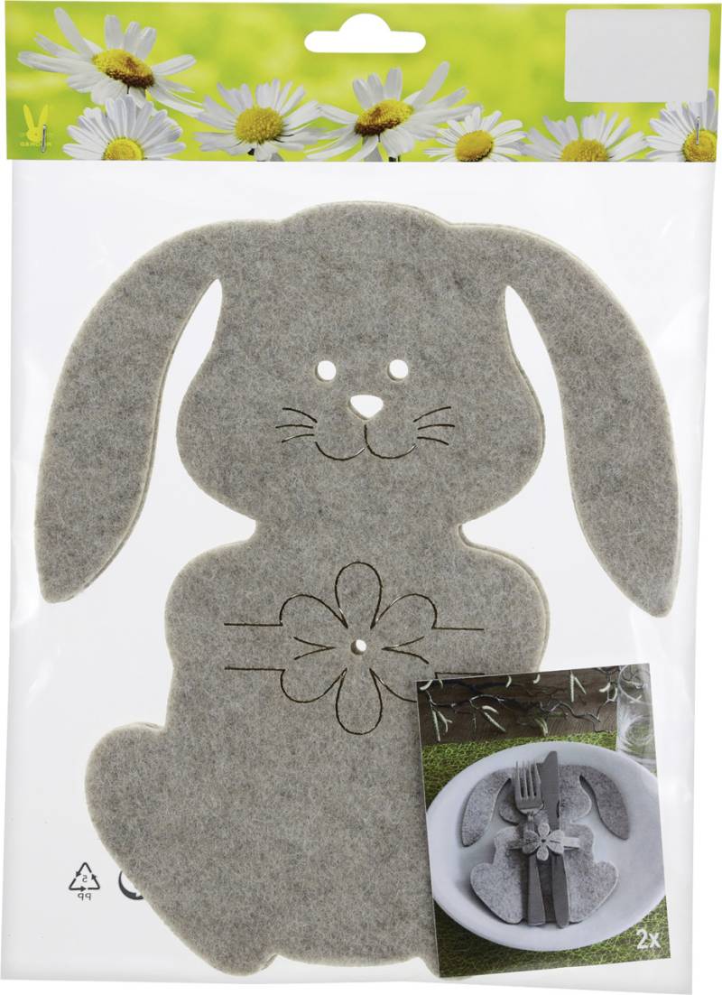 Besteckhalter Filz Hase 2 Stück 20 x 17 cm hellgrau von Rodermund
