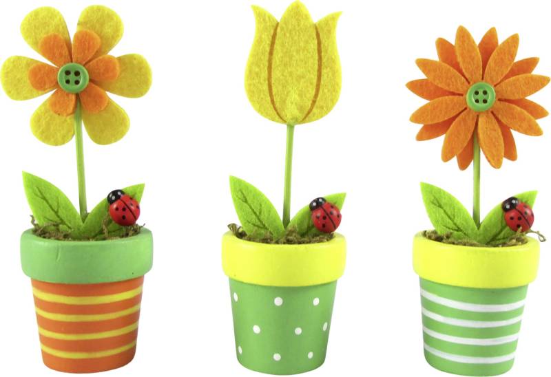 Deko-Aufsteller Blumen im Topf Filz 12 cm bunt von Rodermund