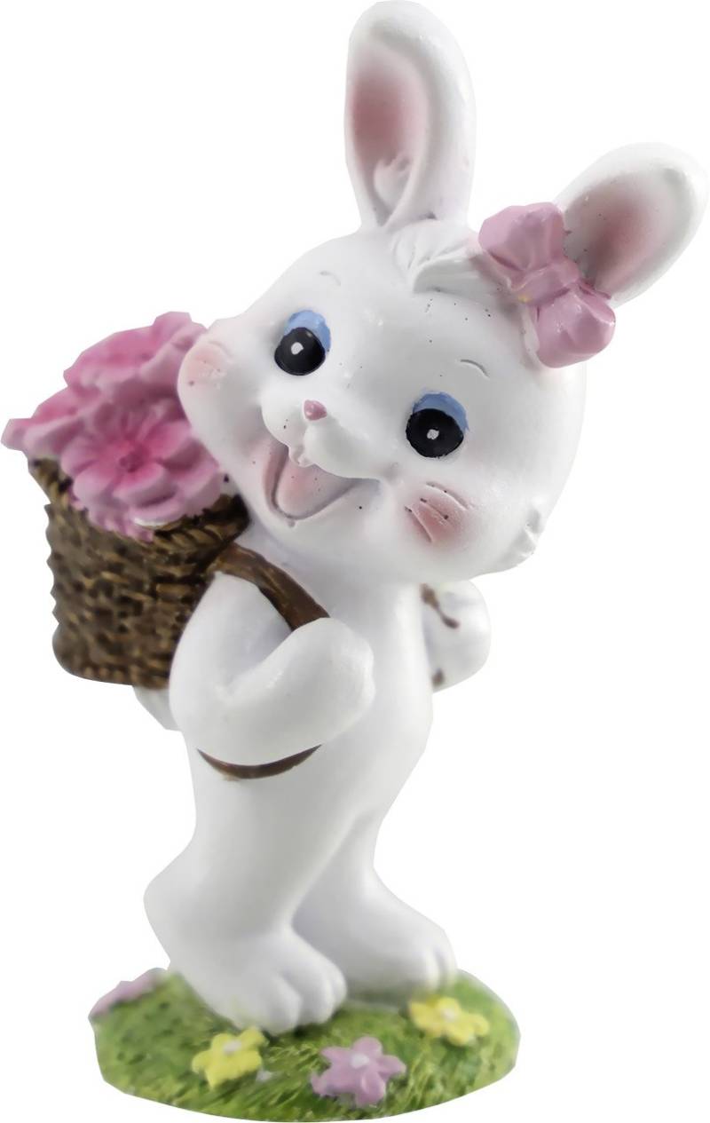 Dekofigur Hase mit Korb 11 x 7 cm weiß bunt von Rodermund