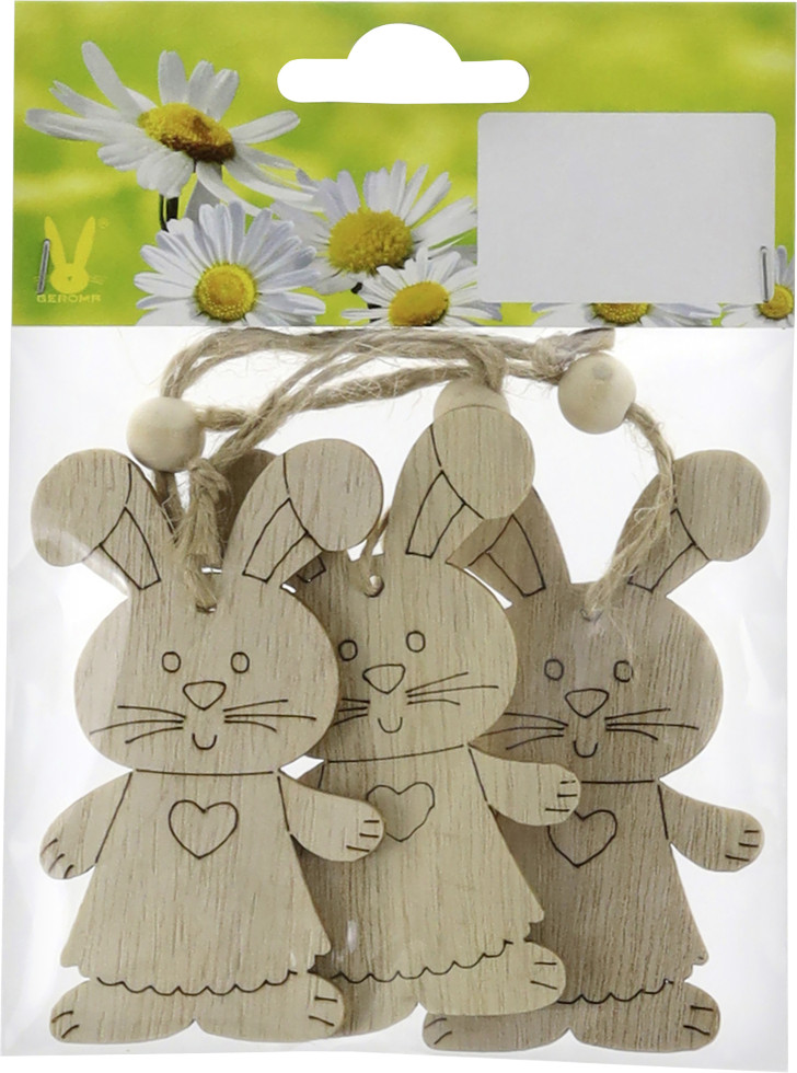 Dekohänger Hasen Holz 7,5 x 4,5 cm 3 Stück natur Dekohänger Hasen Holz 7,5 x 4,5 cm 3 Stück natur von Rodermund