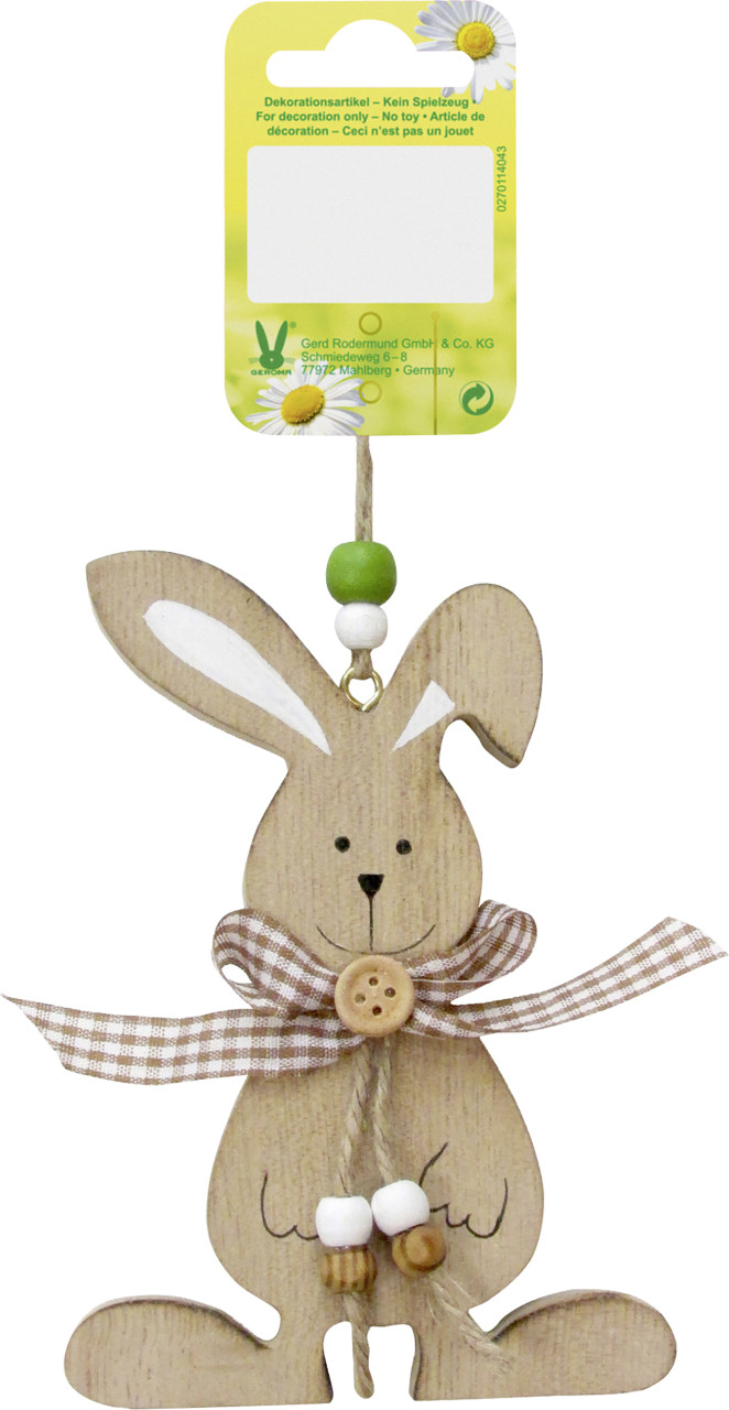Dekohänger Osterhase Holz 12,5 x 9 cm braun von Rodermund