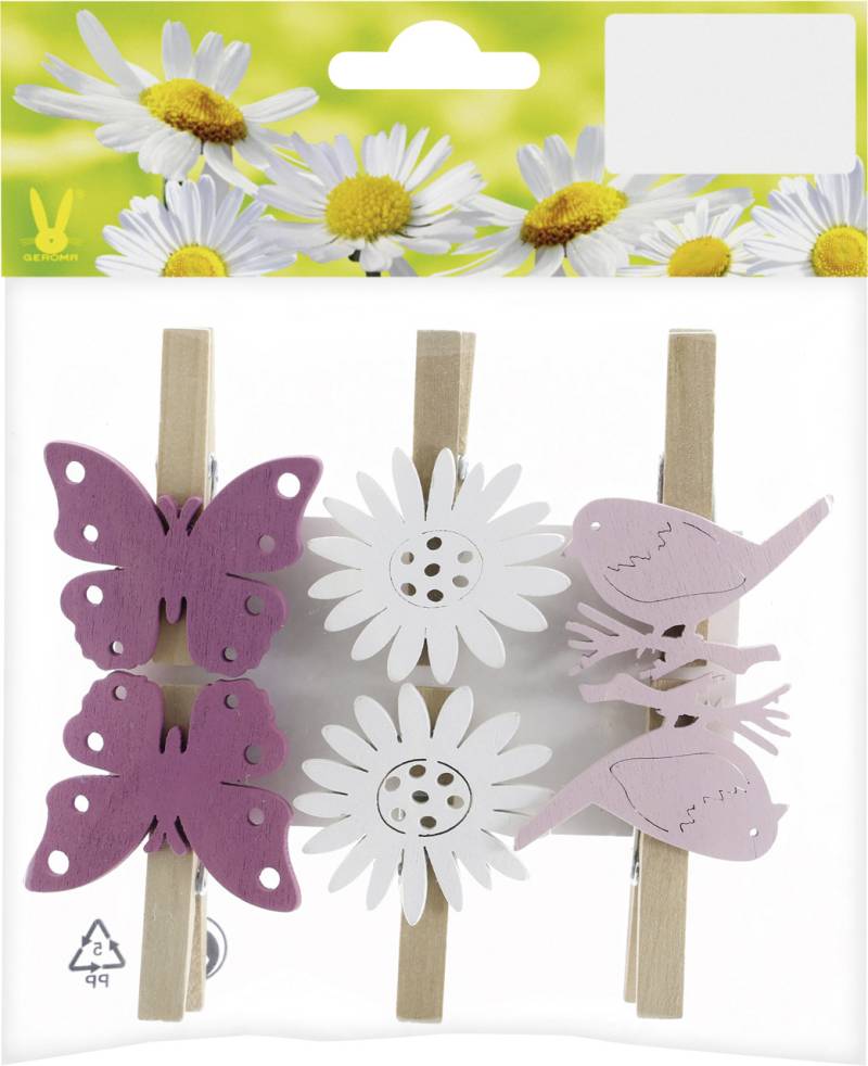 Dekoklammer Frühling 4 x 5 cm 6 Stück lila rosa weiß von Rodermund