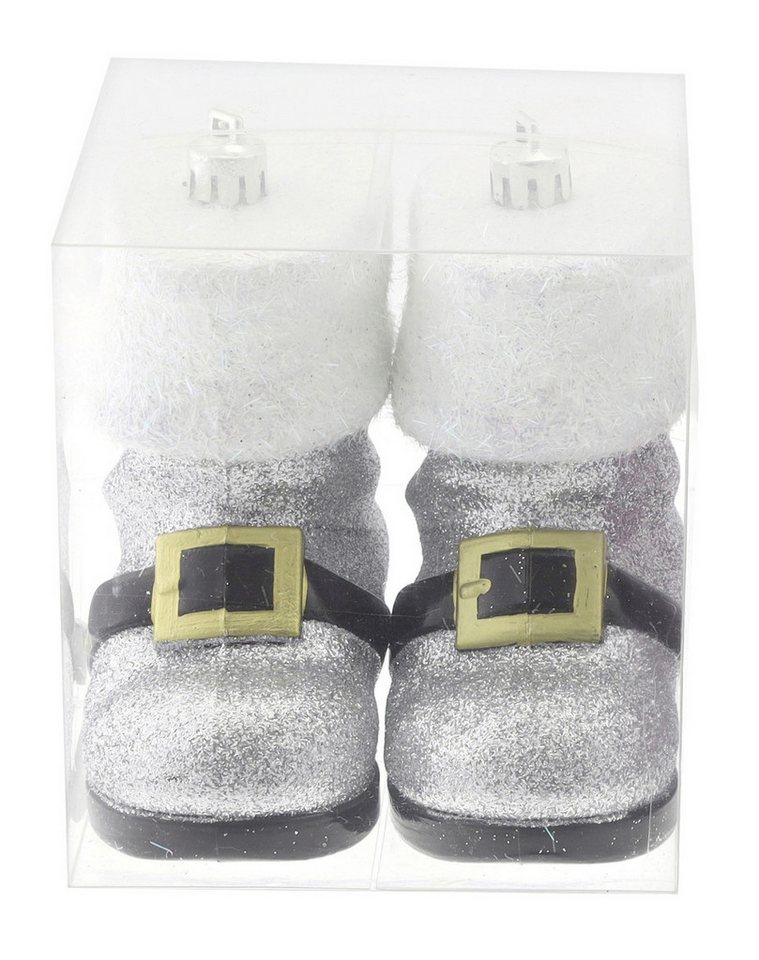 Rodermund Christbaumschmuck Dekofigur Stiefel aus Kunststoff 9 cm silber weiß von Rodermund