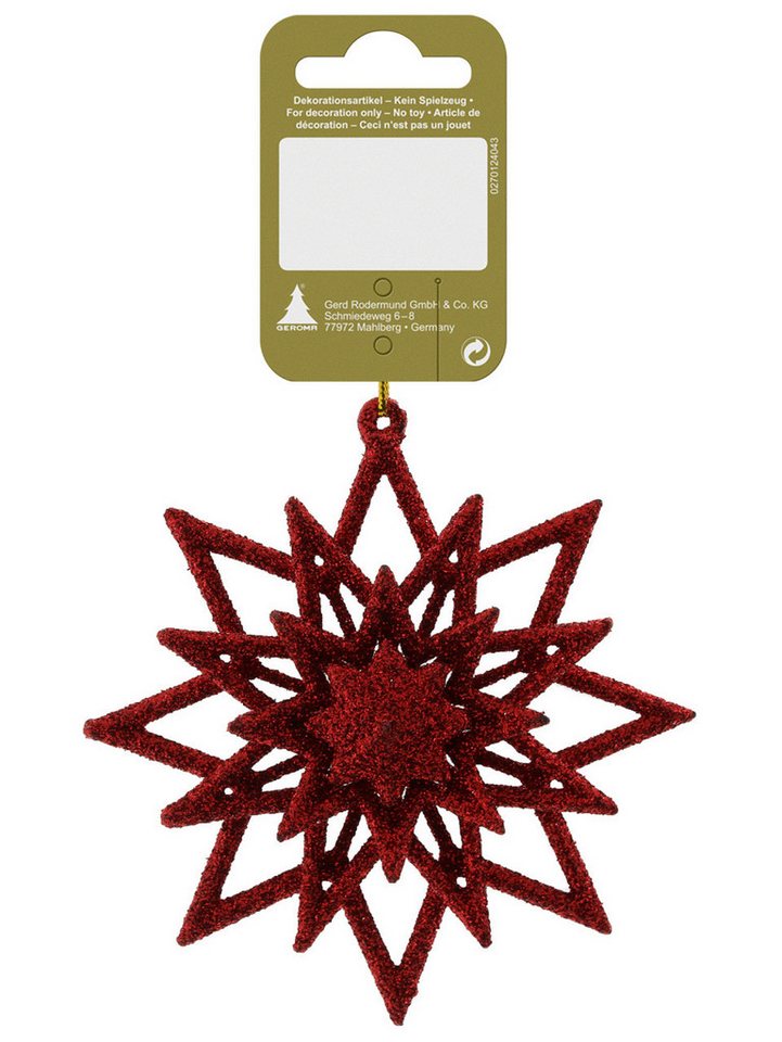 Rodermund Christbaumschmuck Dekohänger Glitzerstern Kunststoff 10 cm rot Rodermund Christbaumschmuck Dekohänger Glitzerstern Kunststoff 10 cm rot von Rodermund