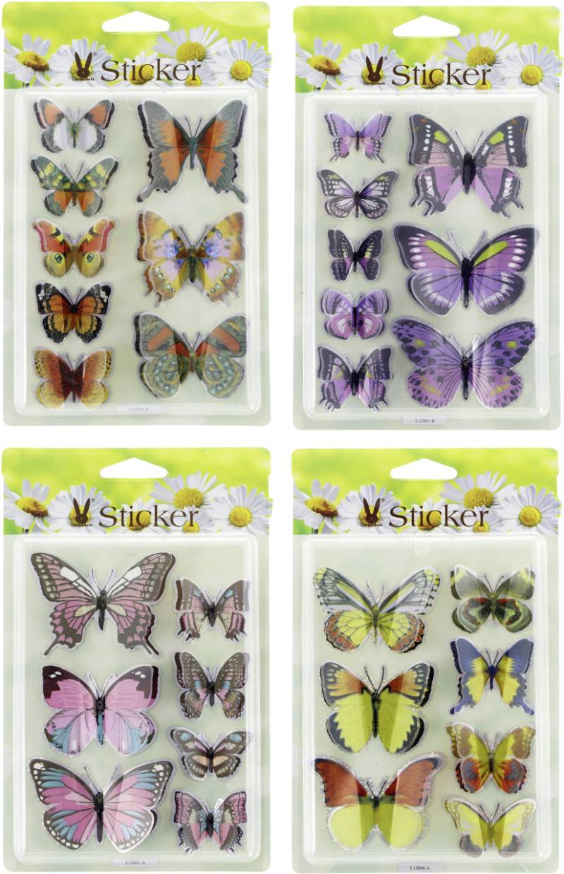 Sticker Schmetterlinge 3 - 5 cm 8 Stück bunt von Rodermund