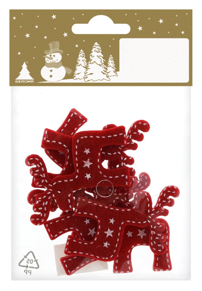 Streudeko Rentiere Filz 5 cm rot-weiß 6 Stück von Rodermund
