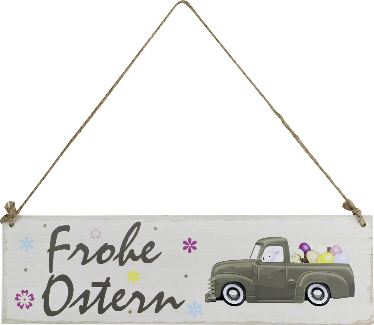 Türschild Frohe Ostern Holz 34 x 14 weiß bunt von Rodermund
