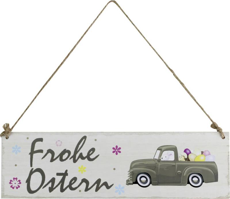 Türschild Frohe Ostern Holz 34 x 14 weiß bunt von Rodermund