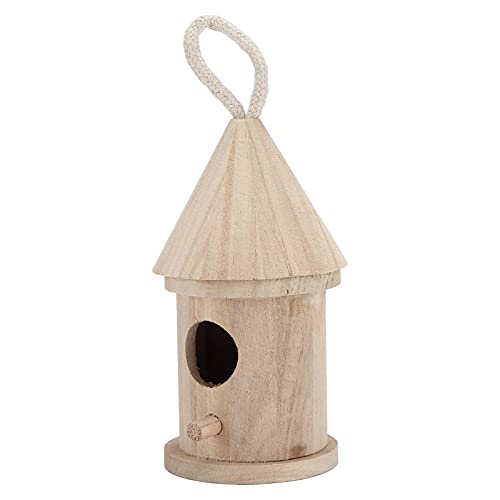 Hängendes Rundes Vogelhaus, Vogelhaus-Kit Holz-Vogelnest Vogelhäuschen DIY Rundes Vogelhaus aus Holz Vogelhaus zum Dekorieren für Draußen Indoor-Bäume Höfe, Gärten (Kleine Größe 5 mit Seil) von Rodi