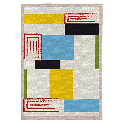 B&C fabrics Teppich für Wohnzimmer, kurzes Haar, Baumwolle, von Rodier (140_x_200_cm, Kinima) von B&C fabrics