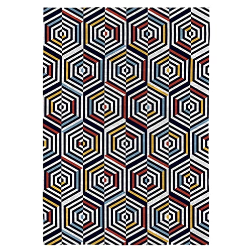 Rodier Genérico Teppich für Zimmer, Wohnzimmer, kurzflorig, Baumwolle, 80 x 150 cm, Concentric von B&C fabrics