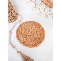 Boho Rattan Tischset Tischdeko. Gewebter Runder Natürlicher Beigefarbener Untersetzer Für Korbgeflecht-Wohnkultur Boho Rattan Tischset Tischdeko. Gewebter Runder Natürlicher Beigefarbener Untersetzer Für Korbgeflecht-Wohnkultur von RodinneKoloUA