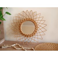 Boho Spiegel, Rattan Sonnenspiegel Wanddekor, Korbspiegel von RodinneKoloUA