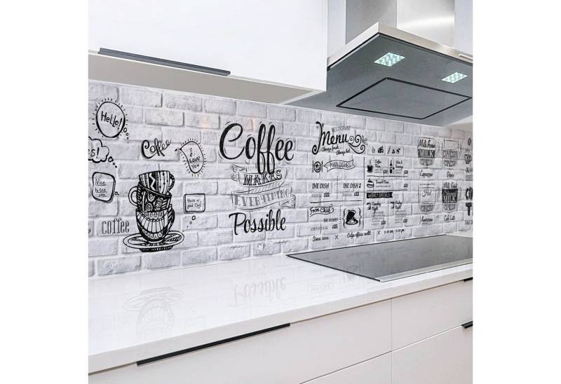 Rodnik Küchenrückwand Coffee Menu, ABS-Kunststoff Platte Monolith in DELUXE Qualität mit Direktdruck von Rodnik