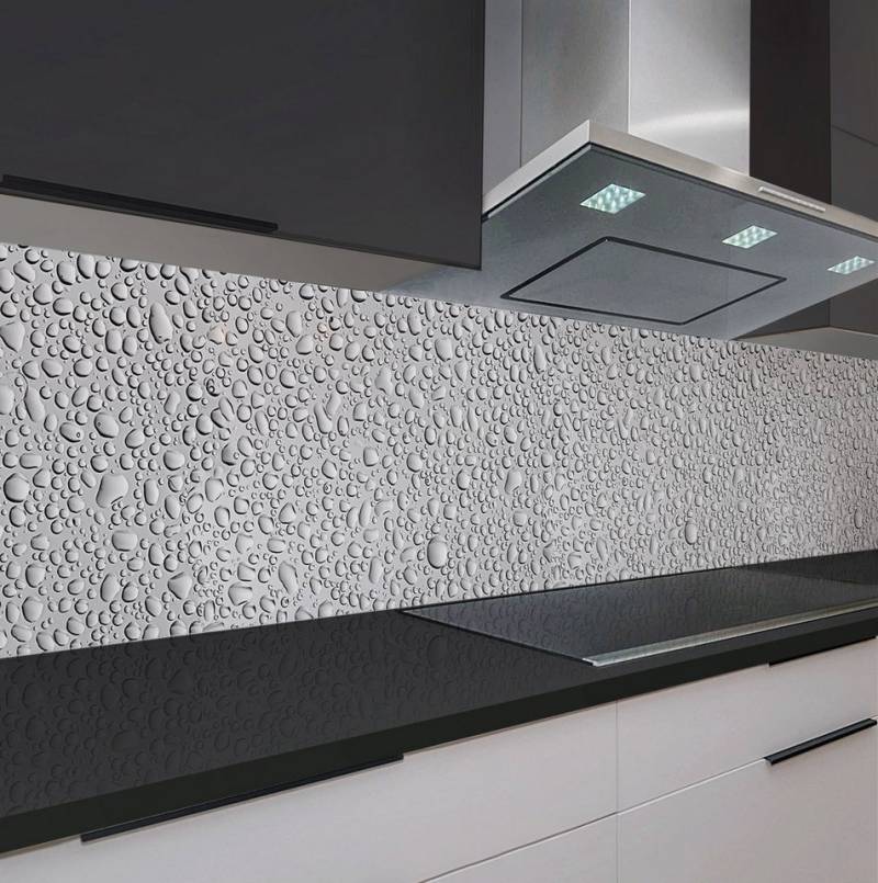 Rodnik Küchenrückwand Regentropfen, ABS-Kunststoff Platte Monolith in DELUXE Qualität mit Direktdruck von Rodnik