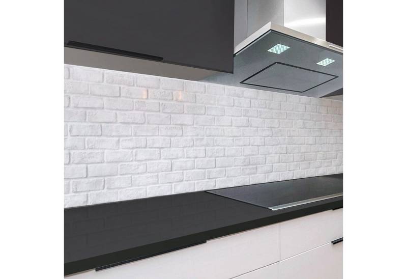 Rodnik Küchenrückwand Ziegelwand hellgrau, ABS-Kunststoff Platte Monolith in DELUXE Qualität mit Direktdruck von Rodnik