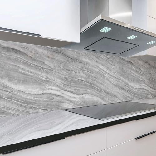 Rodnik Küchenrückwand robuste ABS-Kunststoff Platte Monolith in Deluxe Qualität, Direktdruck. MOTIVAUSWAHL (Marmor grau, 60x400 cm) von Rodnik
