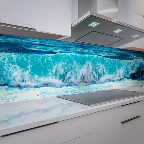 Rodnik Küchenrückwand robuste ABS-Kunststoff Platte Monolith in Deluxe Qualität, Direktdruck. MOTIVAUSWAHL (Ozeanwelle, 60x400 cm) von Rodnik