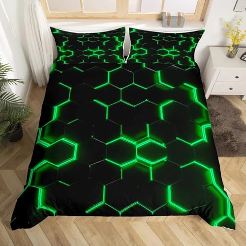 Rodths 3D Honigwabe Bettwäsche 135x200, Bettbezug 135 x 200 2er Set, Weiche Microfaser Sommerbettwäsche mit ReißVerschluss, 1 Kissenbezug 80x80 cm, Bügelfreie Weich Bettdeckenbezug von Rodths