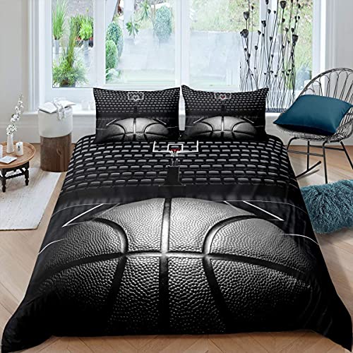 Rodths Basketball Bettwäsche 140x200, Bettbezug 140 x 200 2er Set, Weiche Microfaser Sommerbettwäsche mit ReißVerschluss, 1 Kissenbezug 70x90 cm, Bügelfreie Weich Bettdeckenbezug von Rodths