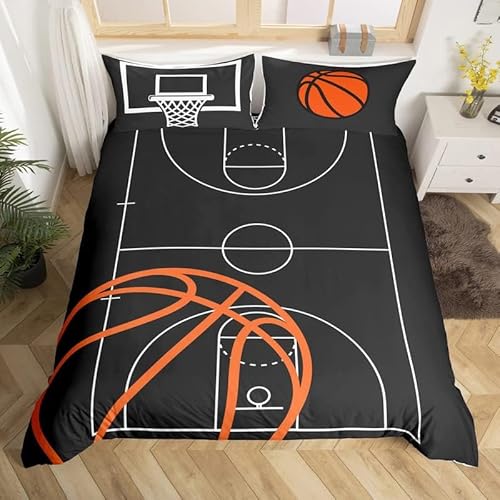 Rodths Basketball Bettwäsche 140x200, Bettbezug 140 x 200 2er Set, Weiche Microfaser Sommerbettwäsche mit ReißVerschluss, 1 Kissenbezug 70x90 cm, Bügelfreie Weich Bettdeckenbezug von Rodths