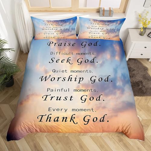 Rodths Bettwäsche 135x200 Christliche Heilung Bettbezug 135 x 200 2er Set, Weiche Microfaser Sommerbettwäsche mit ReißVerschluss, 1 Kissenbezug 80x80 cm, Bügelfreie Weich Bettdeckenbezug von Rodths