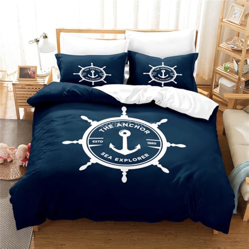 Rodths Bettwäsche 135x200 Marine Anker Ozean Meer Bettbezug 135 x 200 2er Set, Weiche Microfaser Sommerbettwäsche mit ReißVerschluss, 1 Kissenbezug 80x80 cm, Bügelfreie Wendebettwäsche Rodths Bettwäsche 135x200 Marine Anker Ozean Meer Bettbezug 135 x 200 2er Set, Weiche Microfaser Sommerbettwäsche mit ReißVerschluss, 1 Kissenbezug 80x80 cm, Bügelfreie Wendebettwäsche von Rodths
