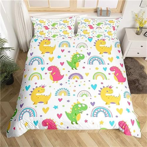 Rodths Bettwäsche 140x200 Cartoon Regenbogen Bettbezug 140 x 200 2er Set, Weiche Microfaser Sommerbettwäsche mit ReißVerschluss, 1 Kissenbezug 70x90 cm, Bügelfreie Wendebettwäsche von Rodths