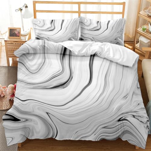 Rodths Bettwäsche 140x200 Marmor Abstrakt Textur Bettbezug 140 x 200 2er Set, Weiche Microfaser Sommerbettwäsche mit ReißVerschluss, 1 Kissenbezug 70x90 cm, Bügelfreie Weich Bettdeckenbezug von Rodths