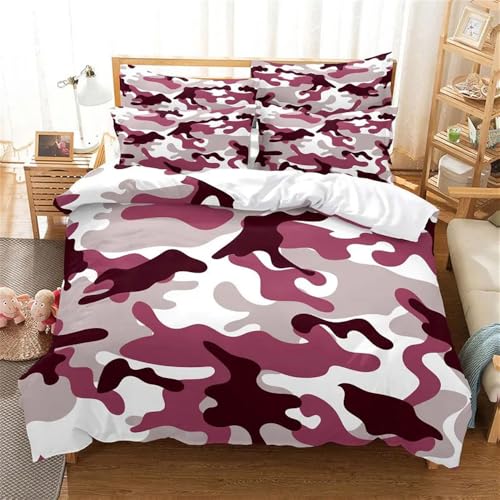 Rodths Bettwäsche 140x200 Tarnung Bettbezug 140 x 200 2er Set, Weiche Microfaser Deckenbezug mit ReißVerschluss, 1 Kissenbezug 70x90 cm, Bügelfreie Weich Bettdeckenbezug von Rodths