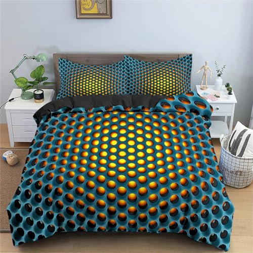 Rodths Bettwäsche 155x220 Abstrakt Psychedelisch Bettbezug 155 x 220 2er Set, Weiche Microfaser Sommerbettwäsche mit ReißVerschluss, 1 Kissenbezug 80x80 cm, Bügelfreie Wendebettwäsche von Rodths