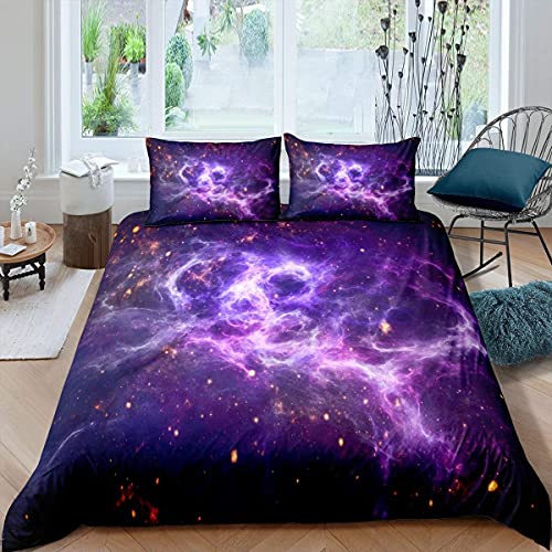 Rodths Bettwäsche 155x220 Galaxien Bettbezug 155 x 220 2er Set, Weiche Microfaser Sommerbettwäsche mit ReißVerschluss, 1 Kissenbezug 80x80 cm, Bügelfreie Weich Bettdeckenbezug von Rodths