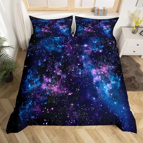 Rodths Bettwäsche 155x220 Galaxis Bettbezug 155 x 220 2er Set, Weiche Microfaser Deckenbezug mit ReißVerschluss, 1 Kissenbezug 80x80 cm, Bügelfreie Weich Bettdeckenbezug von Rodths