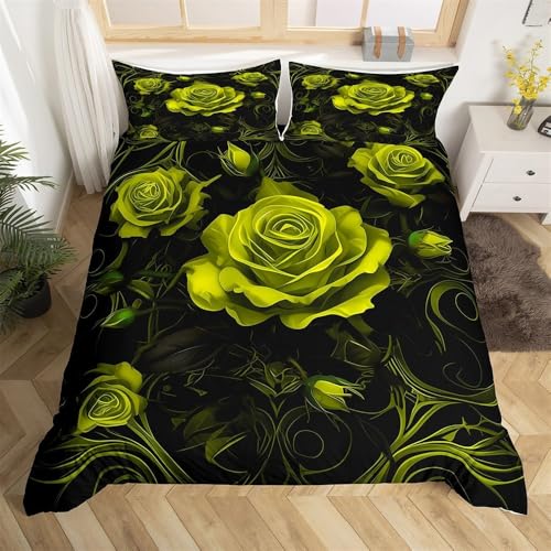 Rodths Bettwäsche 155x220 Rose Bettbezug 155 x 220 2er Set, Weiche Microfaser Deckenbezug mit ReißVerschluss, 1 Kissenbezug 80x80 cm, Bügelfreie Weich Bettdeckenbezug von Rodths