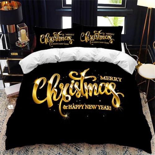 Rodths Bettwäsche 155x220 Weihnachten Bettbezug 155 x 220 2er Set, Weiche Microfaser Deckenbezug mit ReißVerschluss, 1 Kissenbezug 80x80 cm, Bügelfreie Weich Bettdeckenbezug von Rodths
