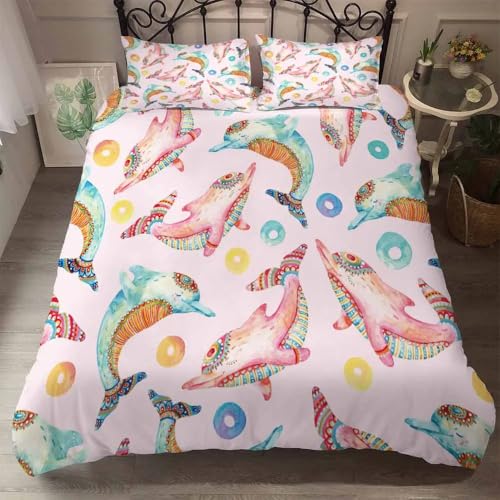 Rodths Delphin Bettwäsche 135x200, Bettbezug 135 x 200 2er Set, Weiche Microfaser Deckenbezug mit ReißVerschluss, 1 Kissenbezug 80x80 cm, Bügelfreie Weich Bettdeckenbezug Rodths Delphin Bettwäsche 135x200, Bettbezug 135 x 200 2er Set, Weiche Microfaser Deckenbezug mit ReißVerschluss, 1 Kissenbezug 80x80 cm, Bügelfreie Weich Bettdeckenbezug von Rodths