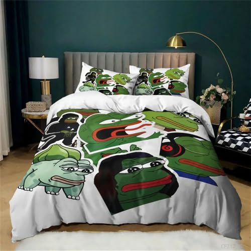 Rodths Frosch Bettwäsche 155x220, Bettbezug 155 x 220 2er Set, Weiche Microfaser Deckenbezug mit ReißVerschluss, 1 Kissenbezug 80x80 cm, Bügelfreie Weich Bettdeckenbezug Rodths Frosch Bettwäsche 155x220, Bettbezug 155 x 220 2er Set, Weiche Microfaser Deckenbezug mit ReißVerschluss, 1 Kissenbezug 80x80 cm, Bügelfreie Weich Bettdeckenbezug von Rodths