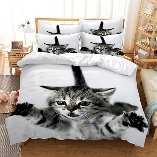 Rodths Katze Bettwäsche 135x200, Bettbezug 135 x 200 2er Set, Weiche Microfaser Deckenbezug mit ReißVerschluss, 1 Kissenbezug 80x80 cm, Bügelfreie Weich Bettdeckenbezug Rodths Katze Bettwäsche 135x200, Bettbezug 135 x 200 2er Set, Weiche Microfaser Deckenbezug mit ReißVerschluss, 1 Kissenbezug 80x80 cm, Bügelfreie Weich Bettdeckenbezug von Rodths