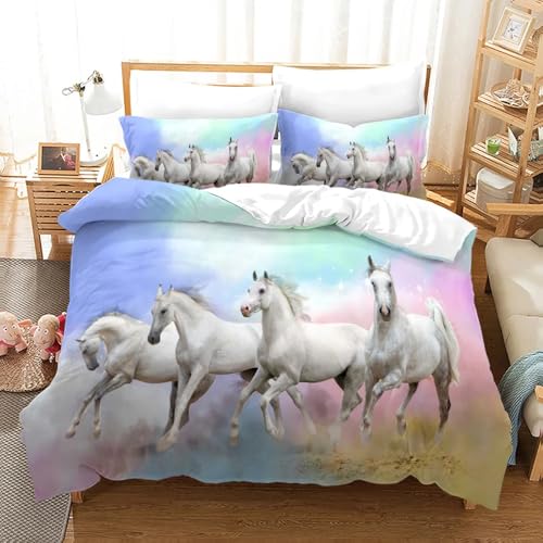 Rodths Pferd Bettwäsche 135x200, Bettbezug 135 x 200 2er Set, Weiche Microfaser Deckenbezug mit ReißVerschluss, 1 Kissenbezug 80x80 cm, Bügelfreie Weich Bettdeckenbezug Rodths Pferd Bettwäsche 135x200, Bettbezug 135 x 200 2er Set, Weiche Microfaser Deckenbezug mit ReißVerschluss, 1 Kissenbezug 80x80 cm, Bügelfreie Weich Bettdeckenbezug von Rodths