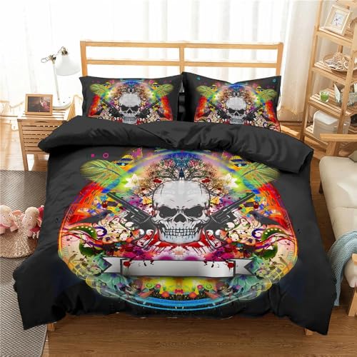 Rodths Schädel Bettwäsche 135x200, Bettbezug 135 x 200 2er Set, Weiche Microfaser Deckenbezug mit ReißVerschluss, 1 Kissenbezug 80x80 cm, Bügelfreie Weich Bettdeckenbezug Rodths Schädel Bettwäsche 135x200, Bettbezug 135 x 200 2er Set, Weiche Microfaser Deckenbezug mit ReißVerschluss, 1 Kissenbezug 80x80 cm, Bügelfreie Weich Bettdeckenbezug von Rodths