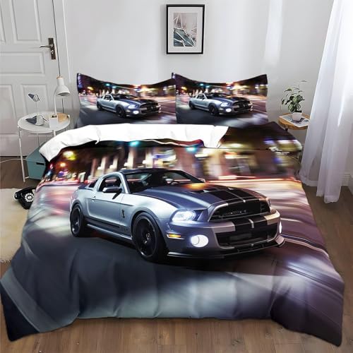 Rodths Sportwagen Bettwäsche 155x220, Bettbezug 155 x 220 2er Set, Weiche Microfaser Deckenbezug mit ReißVerschluss, 1 Kissenbezug 80x80 cm, Bügelfreie Weich Bettdeckenbezug von Rodths