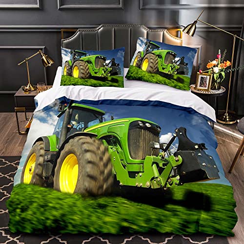 Rodths Traktor Bettwäsche 140x200, Bettbezug 140 x 200 2er Set, Weiche Microfaser Sommerbettwäsche mit ReißVerschluss, 1 Kissenbezug 70x90 cm, Bügelfreie Weich Bettdeckenbezug von Rodths