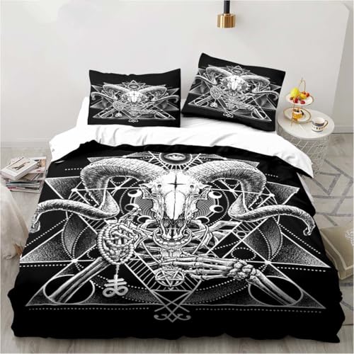 Rodths Wikinger Pentagramm Bettwäsche 140x200, Bettbezug 140 x 200 2er Set, Weiche Microfaser Sommerbettwäsche mit ReißVerschluss, 1 Kissenbezug 70x90 cm, Bügelfreie Weich Bettdeckenbezug von Rodths