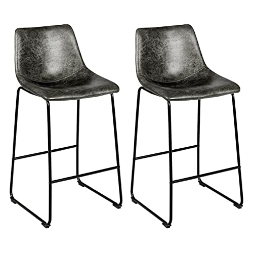 Roedax Barhocker Hochhocker Rückenlehne Stuhl 2er Set Barhocker mit Metallbein Theke Esszimmerstuhl Fußstütze Barhocker Metallgestell Hocker Stuhl Schön, Grün von Roedax