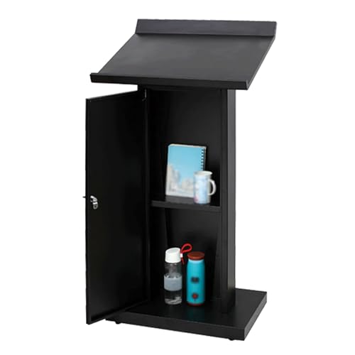 Roedax Rednerpult Rednerpulte, neigbare Desktop-Eisenpodeste, bodenstehend, mit Tür und Schloss, Podiumsständer, Empfangstheke, 60 x 48 x 122 cm, Lehrerpodien Mode von Roedax