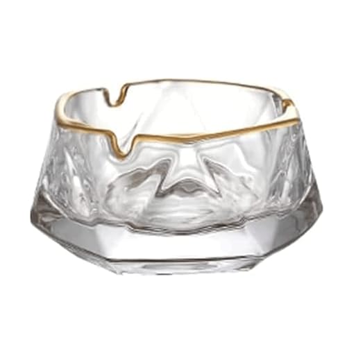 aschenbecher Aschenbecher, sechseckiger Aschenbecher, Kristallglas-Aschenbecher mit Goldrand, Heim-Aschenbecher, 11 x 5,5 cm, luxuriöser Innen-Aschenbecher tragbar von Roedax
